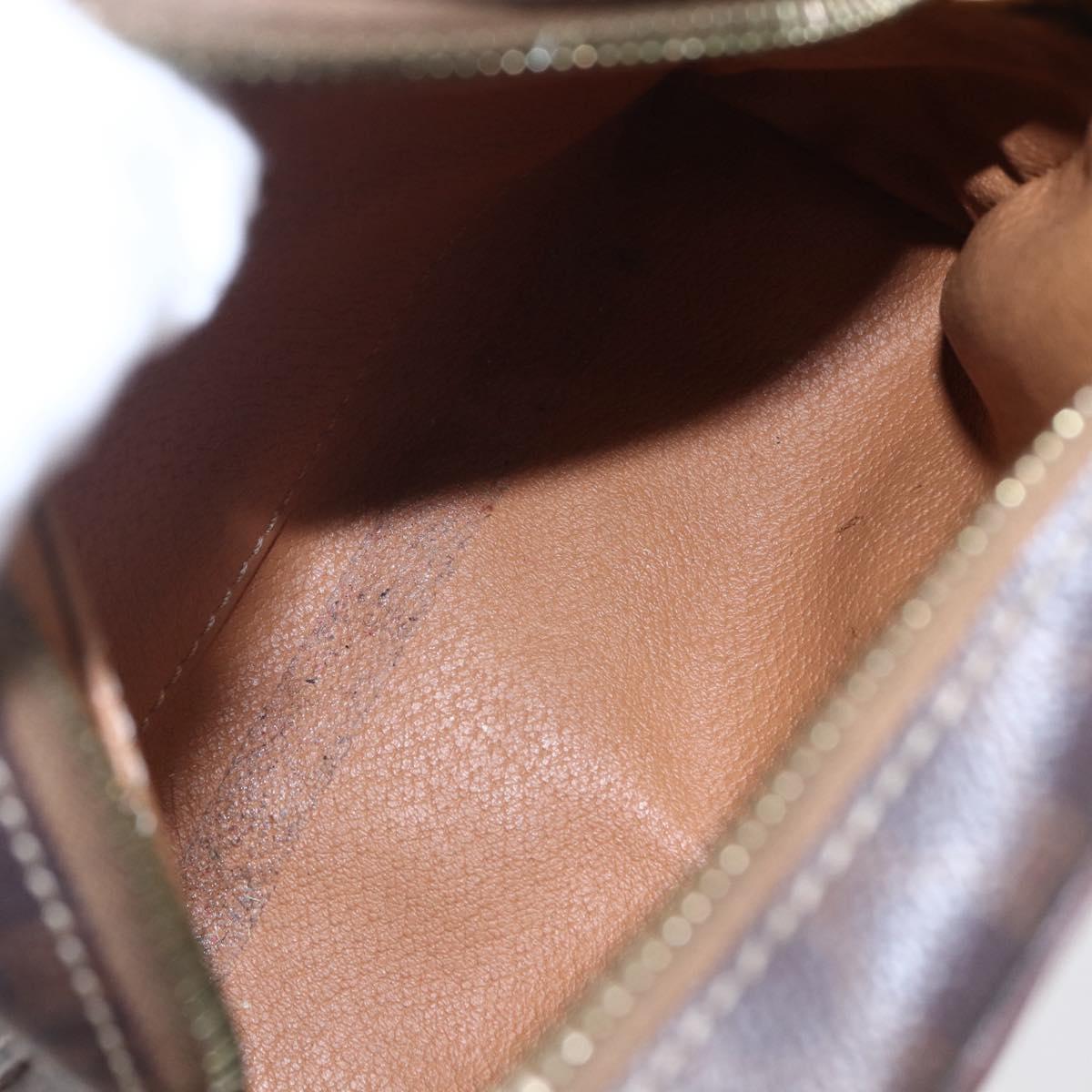 CELINE Macadam Canvas Shoulder Bag PVC Leather Brown Gold Auth ar13775