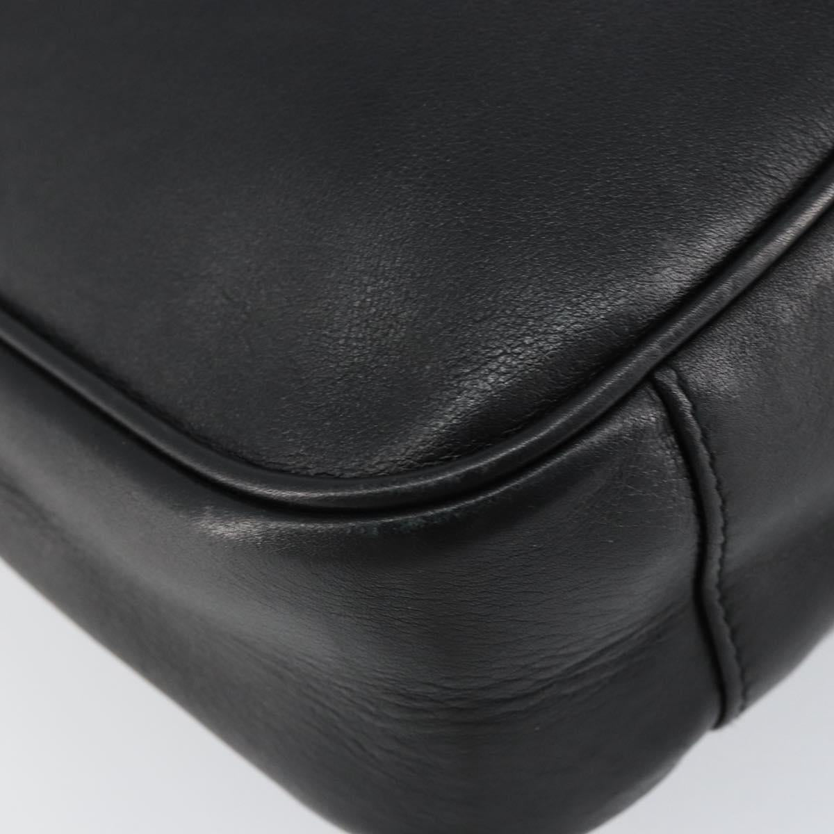 GUCCI Bamboo Shoulder Bag Leather Black Silver 001 1638 Auth ar13776