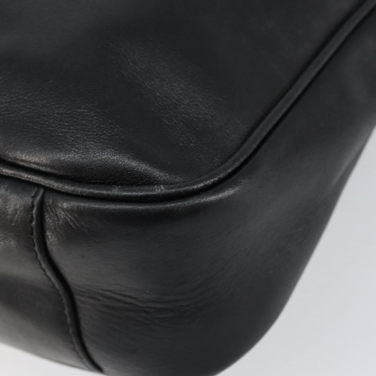 GUCCI Bamboo Shoulder Bag Leather Black Silver 001 1638 Auth ar13776