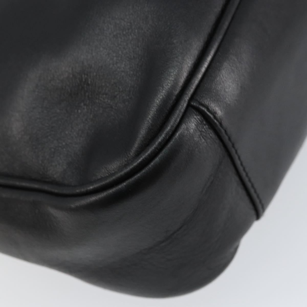 GUCCI Bamboo Shoulder Bag Leather Black Silver 001 1638 Auth ar13776