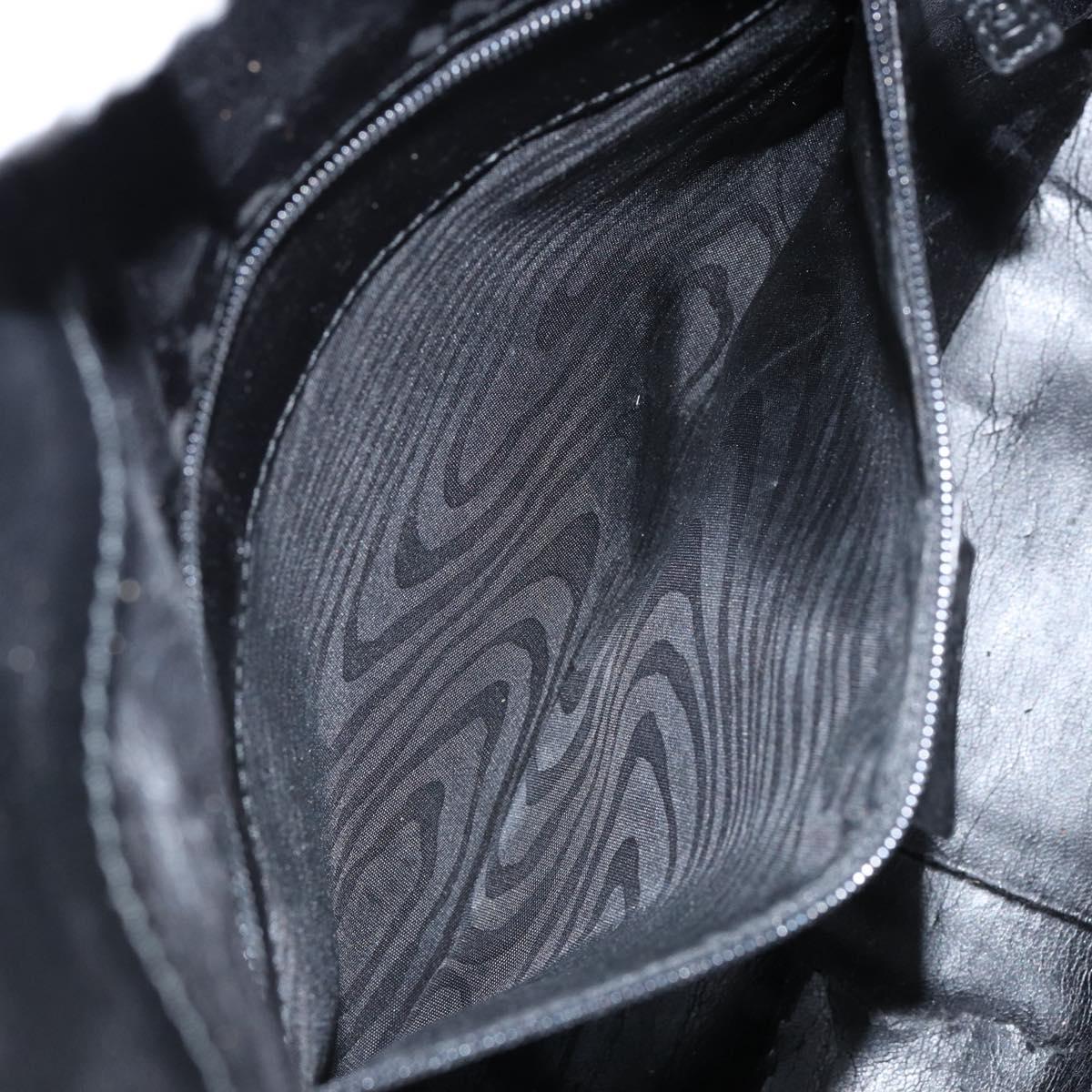 GUCCI Bamboo Shoulder Bag Leather Black Silver 001 1638 Auth ar13776