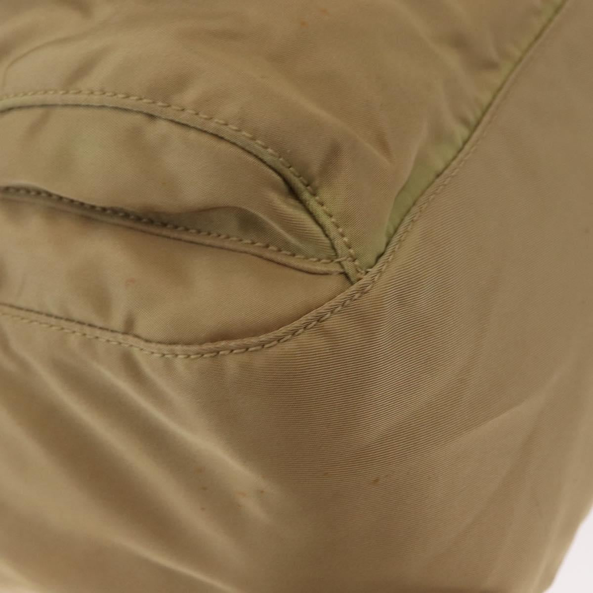 PRADA Shoulder Bag Nylon Beige Silver Auth ar13777