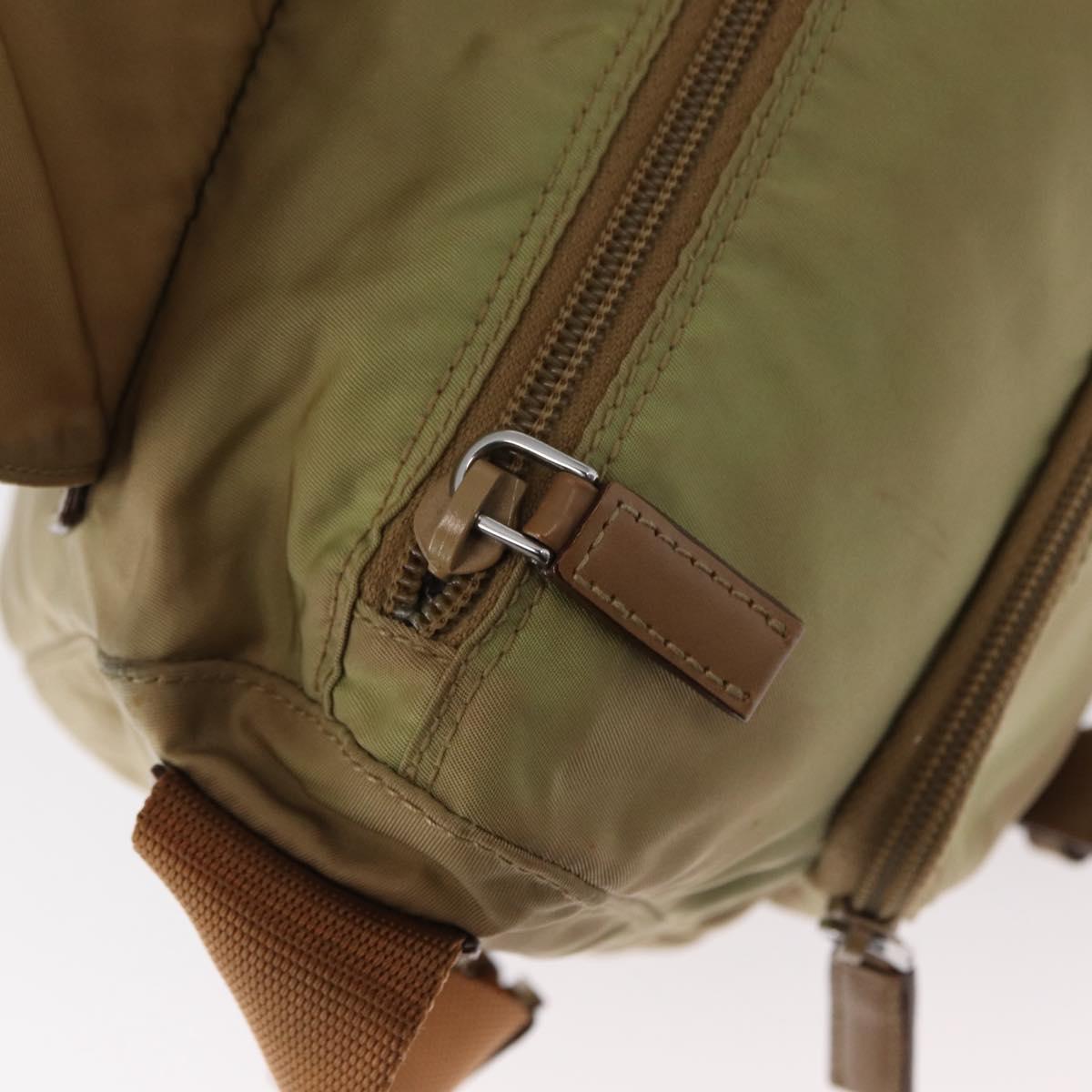 PRADA Shoulder Bag Nylon Beige Silver Auth ar13777