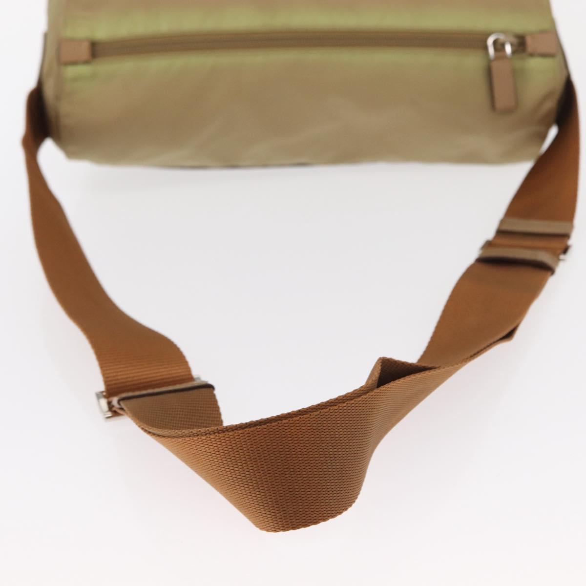 PRADA Shoulder Bag Nylon Beige Silver Auth ar13777