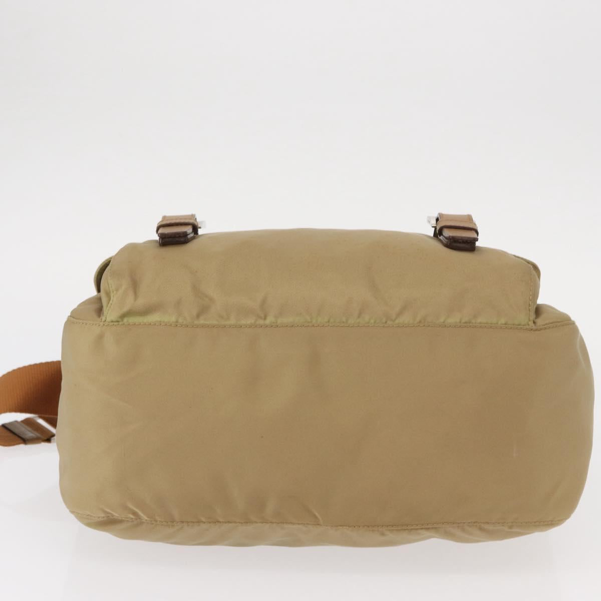 PRADA Shoulder Bag Nylon Beige Silver Auth ar13777