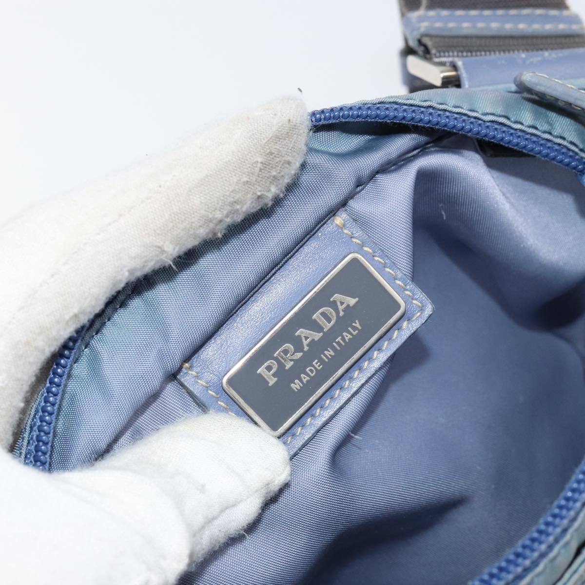 PRADA Shoulder Bag Nylon Light Blue Silver Auth ar13778