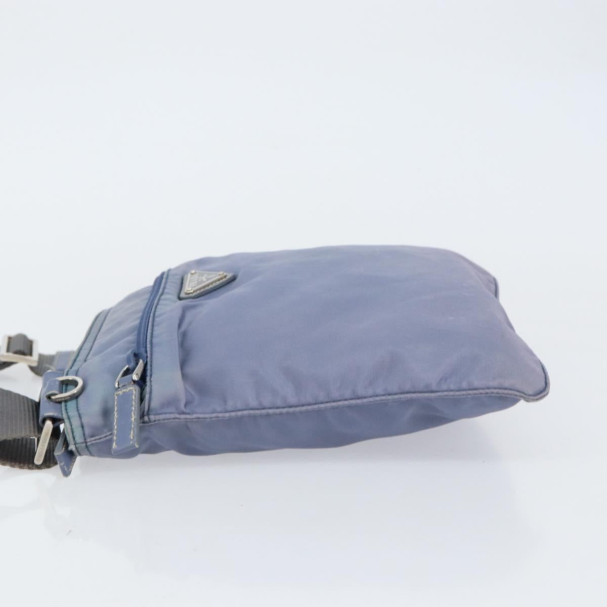 PRADA Shoulder Bag Nylon Light Blue Silver Auth ar13778