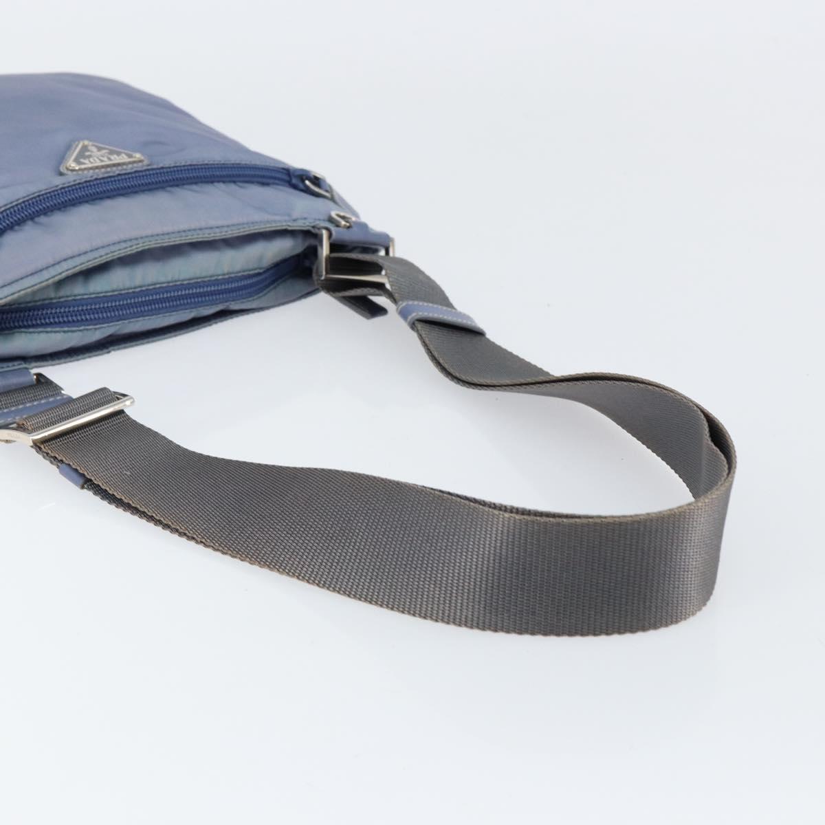 PRADA Shoulder Bag Nylon Light Blue Silver Auth ar13778