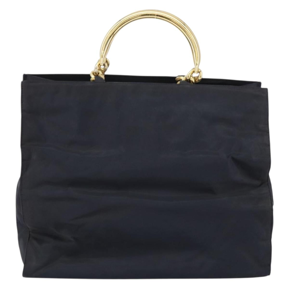 PRADA Hand Bag Nylon Black Gold Auth ar13780