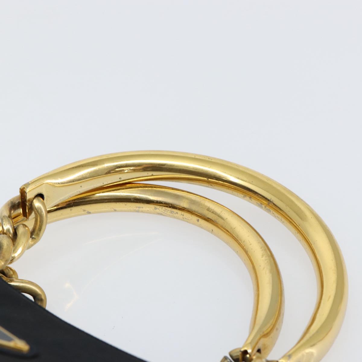 PRADA Hand Bag Nylon Black Gold Auth ar13780