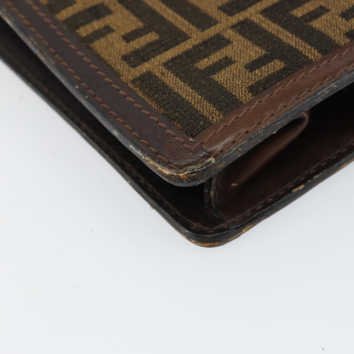 FENDI Zucca Canvas Shoulder Bag Black Brown Auth ar13781