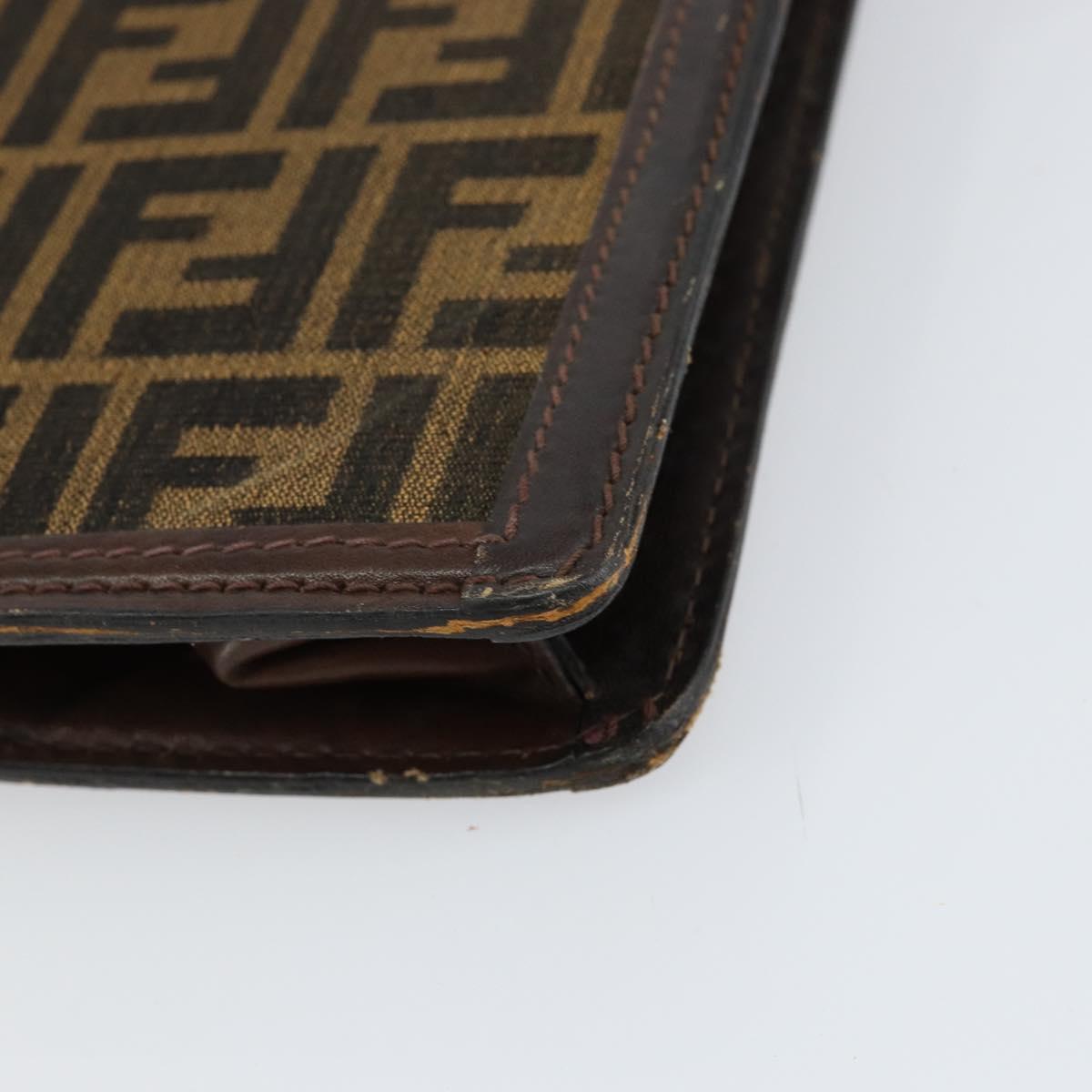 FENDI Zucca Canvas Shoulder Bag Black Brown Auth ar13781