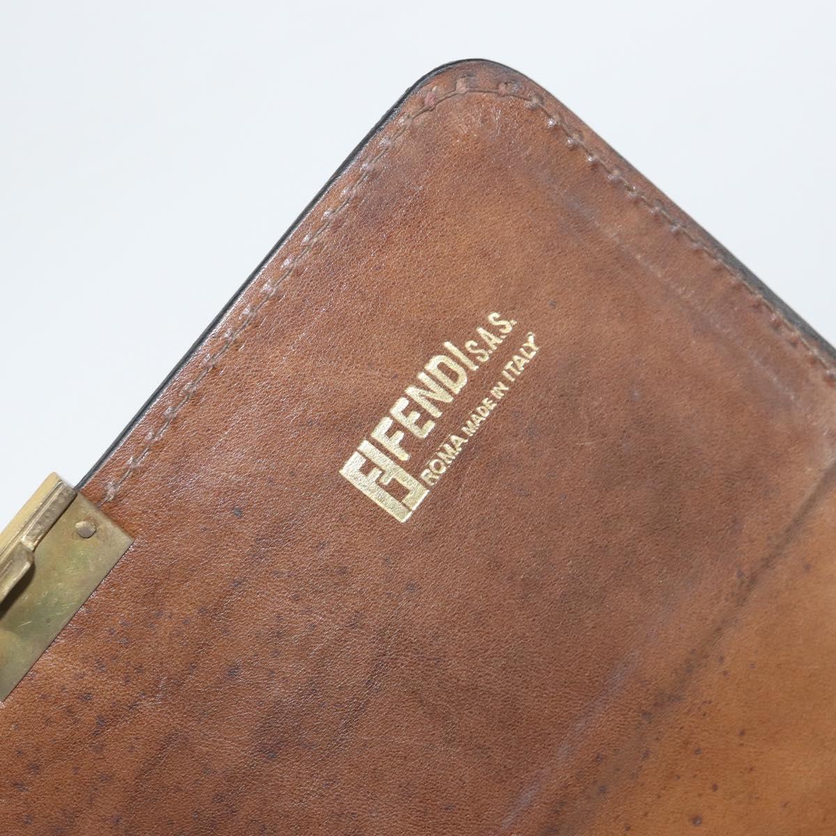 FENDI Zucca Canvas Shoulder Bag Black Brown Auth ar13781