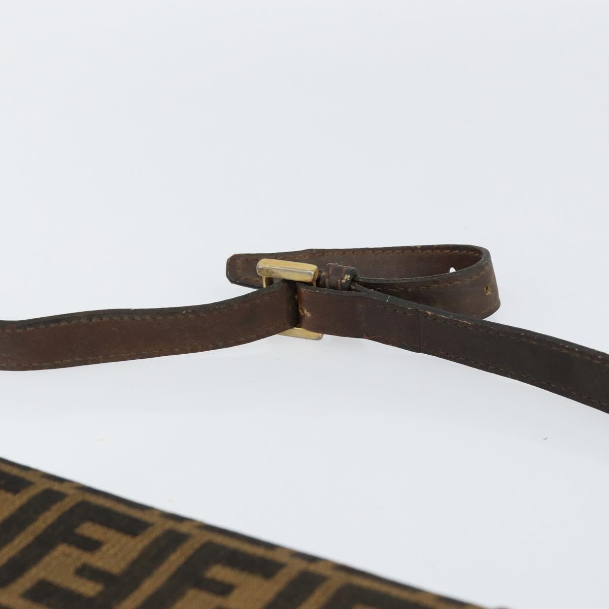 FENDI Zucca Canvas Shoulder Bag Black Brown Auth ar13781