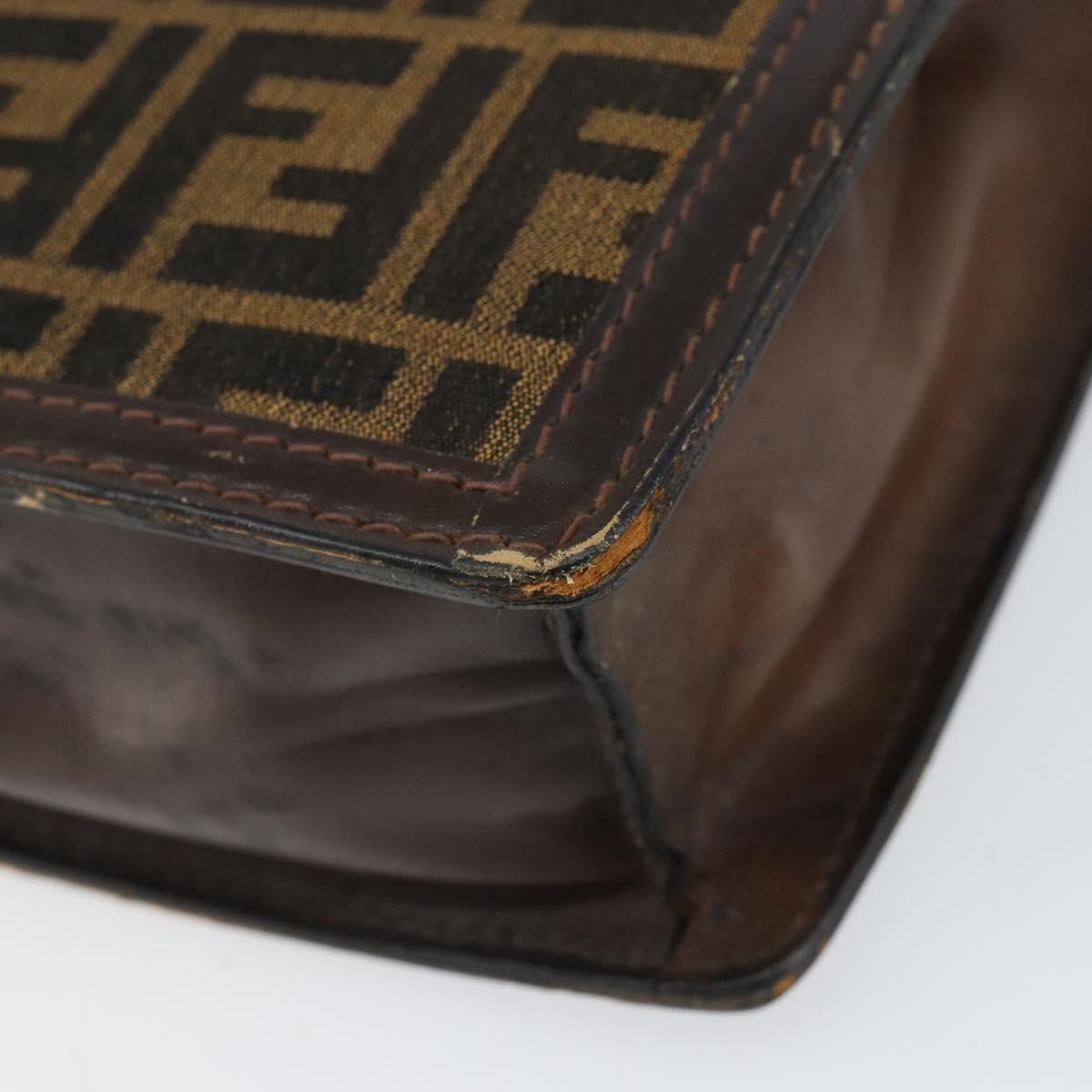 FENDI Zucca Canvas Shoulder Bag Black Brown Auth ar13782