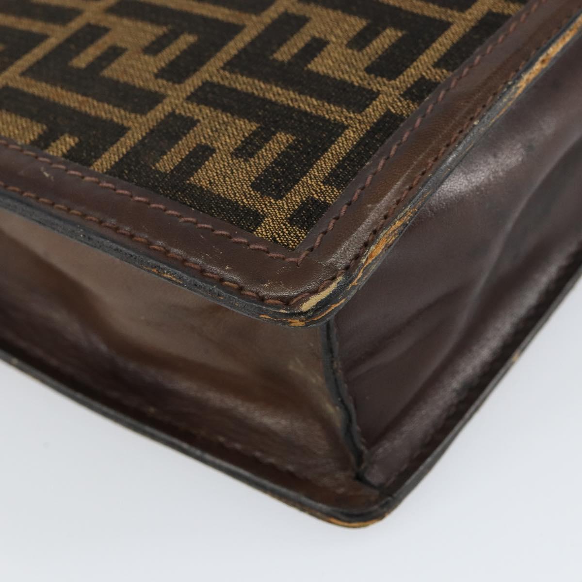 FENDI Zucca Canvas Shoulder Bag Black Brown Auth ar13782