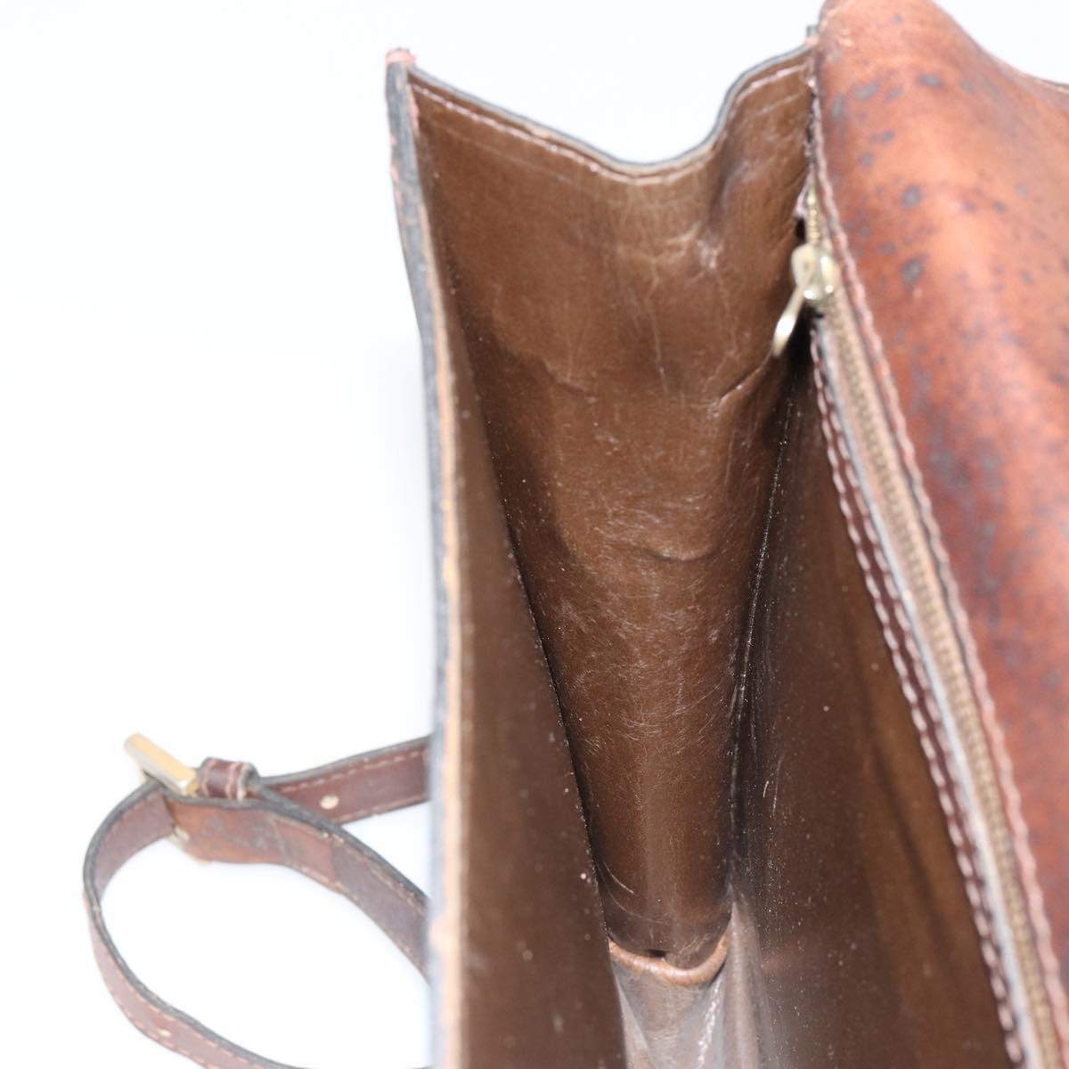 FENDI Zucca Canvas Shoulder Bag Black Brown Auth ar13782