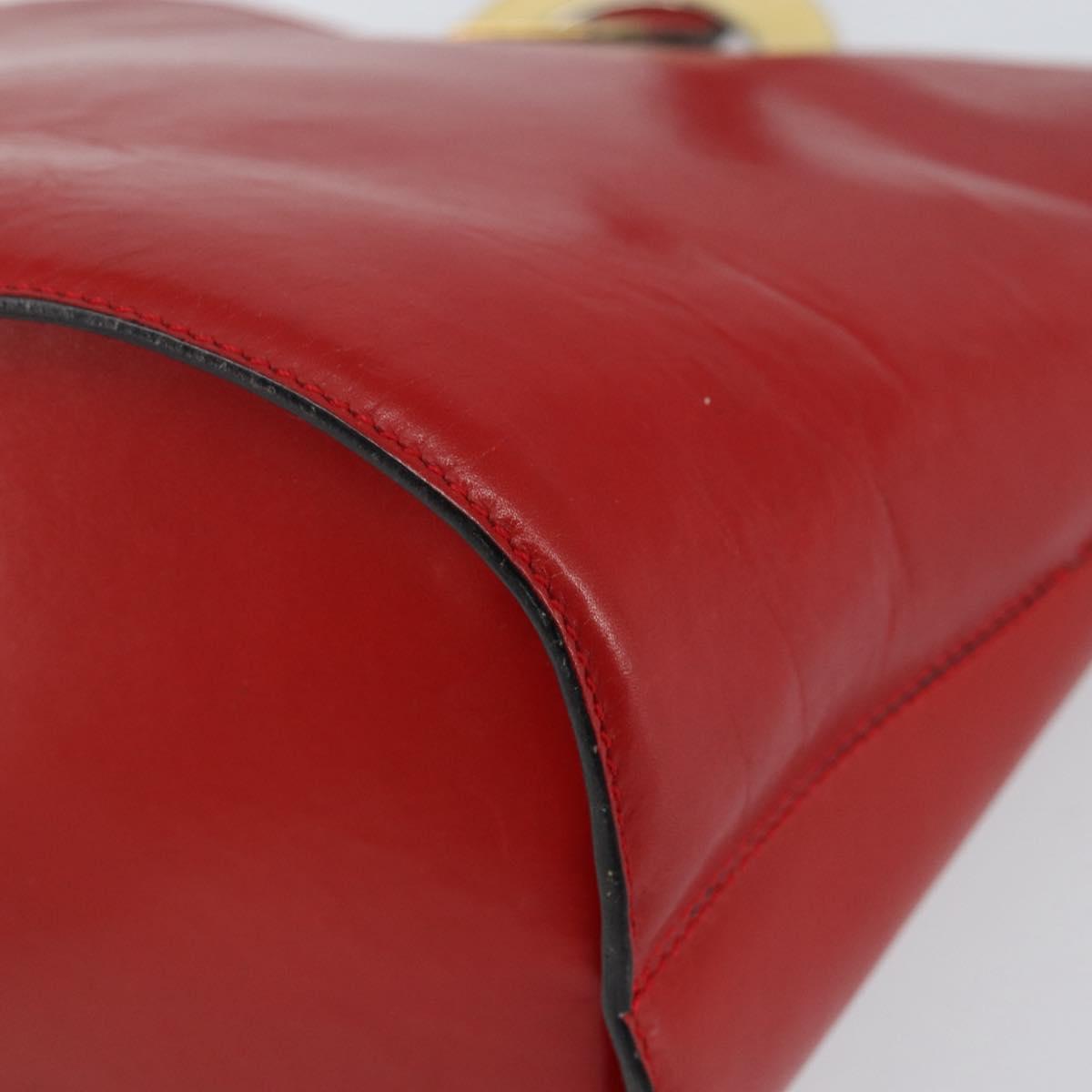 CELINE Circle Shoulder Bag Leather Red Gold Auth ar13783