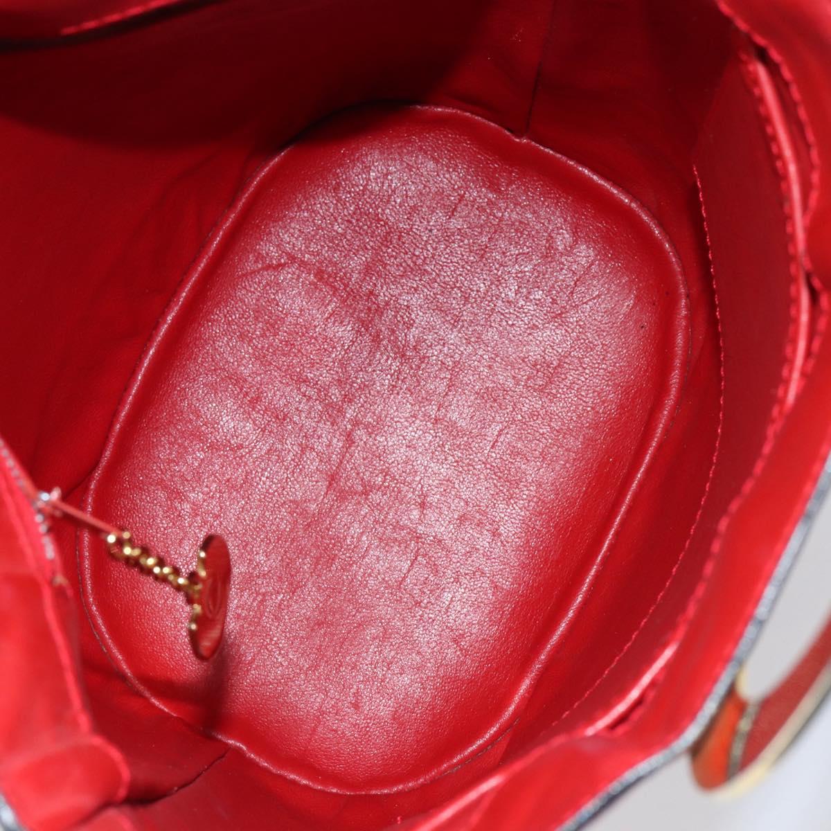 CELINE Circle Shoulder Bag Leather Red Gold Auth ar13783