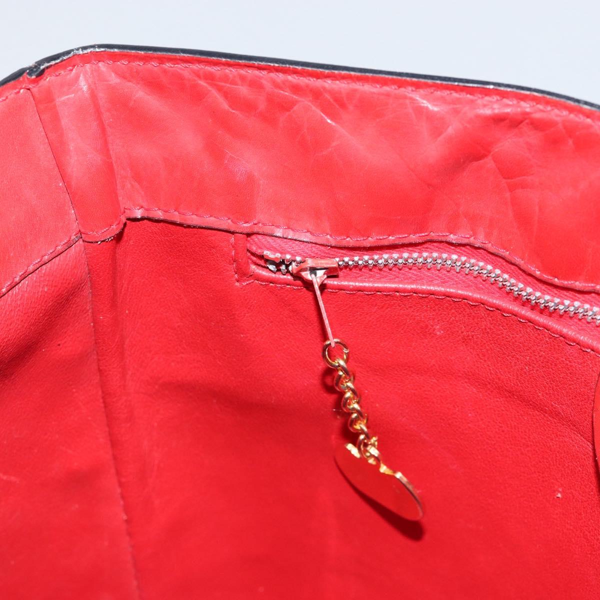 CELINE Circle Shoulder Bag Leather Red Gold Auth ar13783