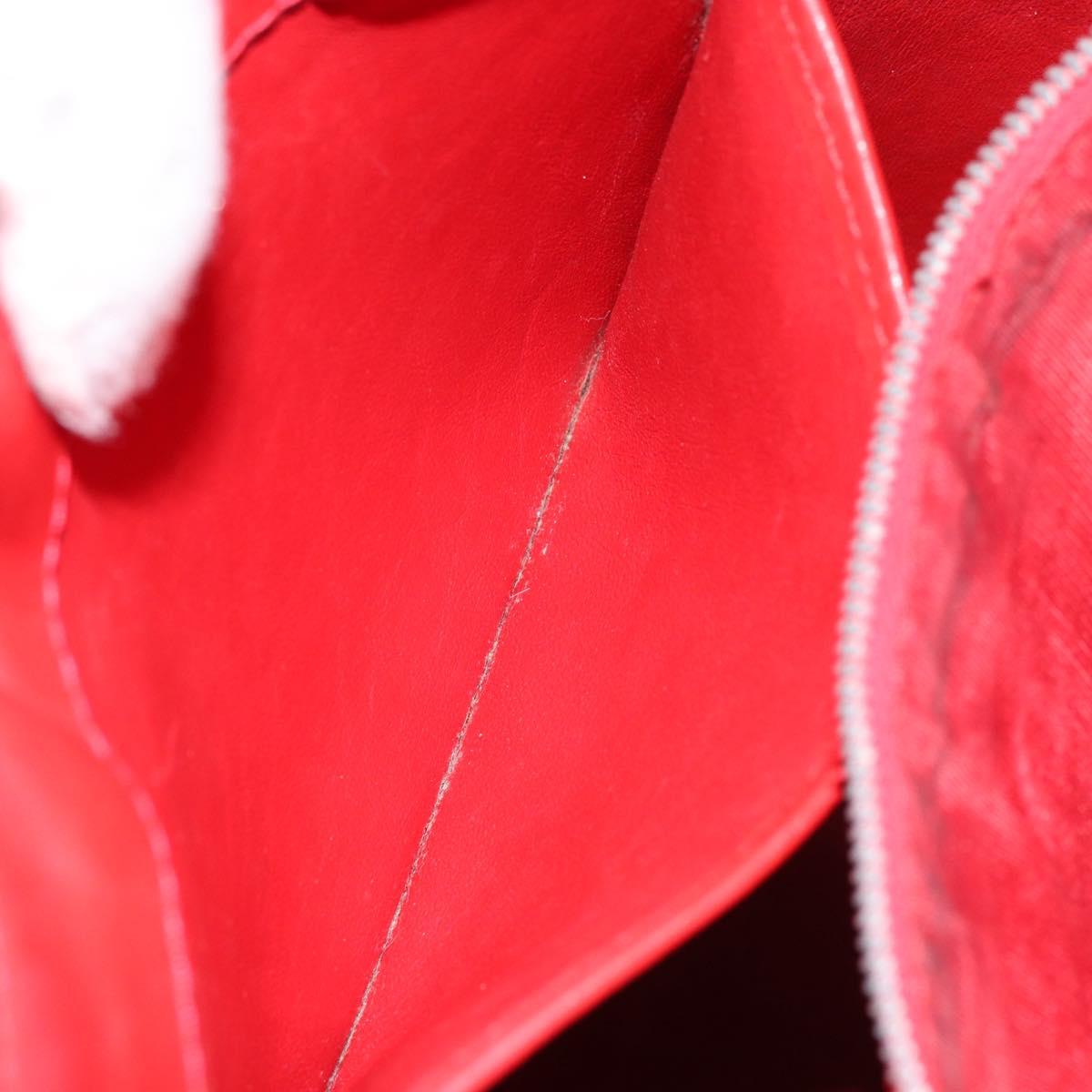 CELINE Circle Shoulder Bag Leather Red Gold Auth ar13783