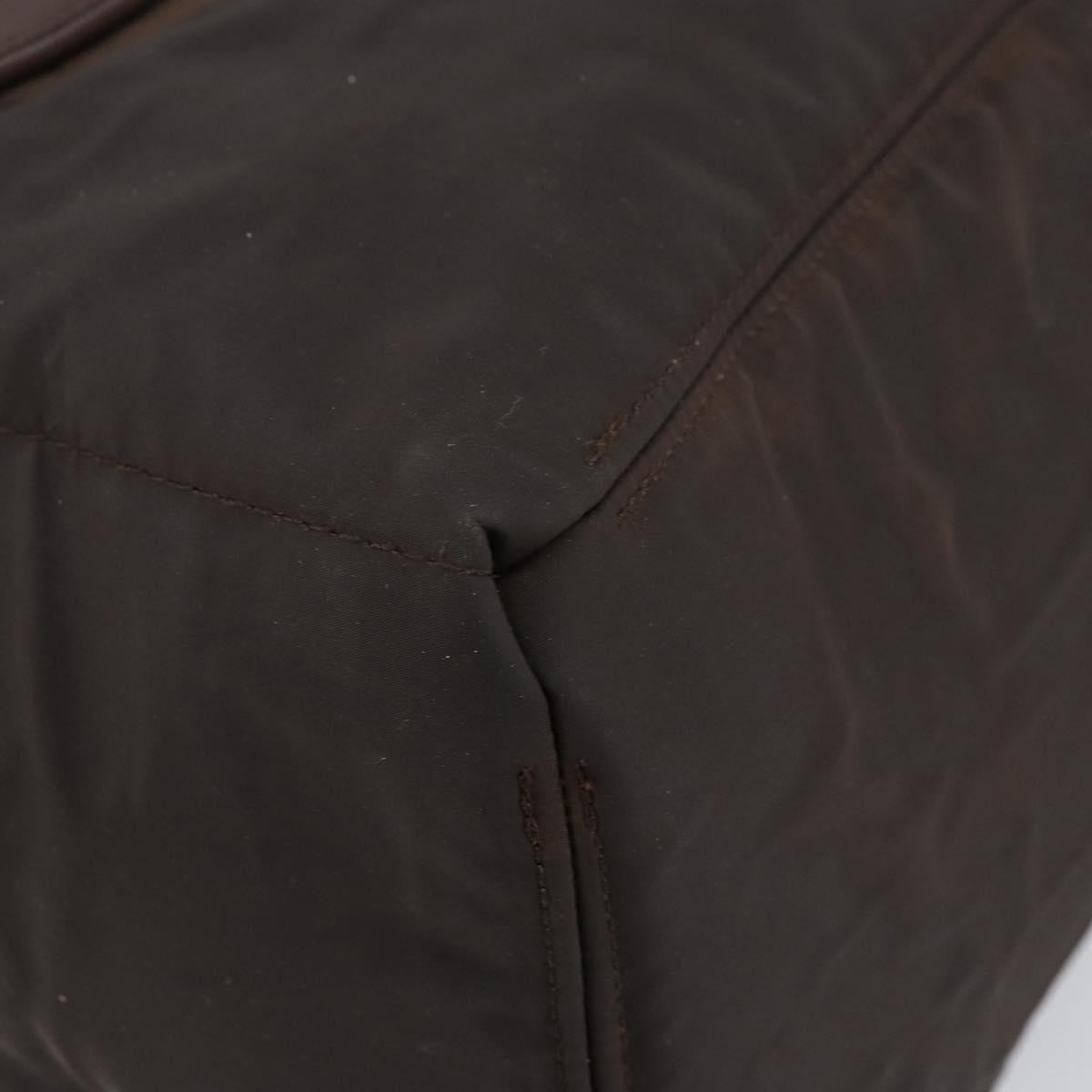 HERMES Akapu Luco MM Hand Bag Nylon Dark Brown Auth ar13784