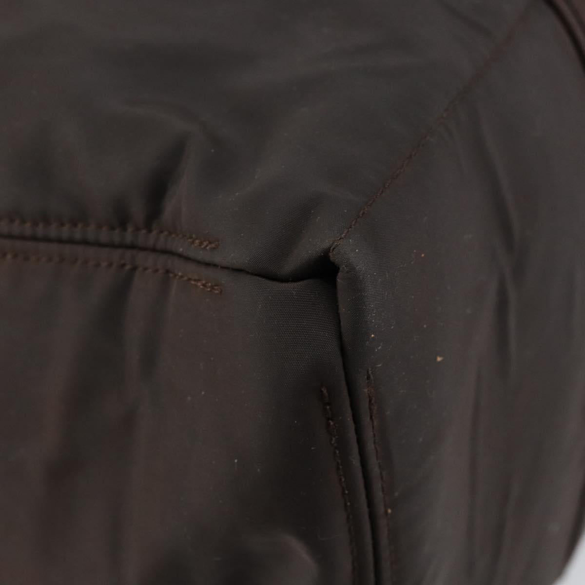 HERMES Akapu Luco MM Hand Bag Nylon Dark Brown Auth ar13784