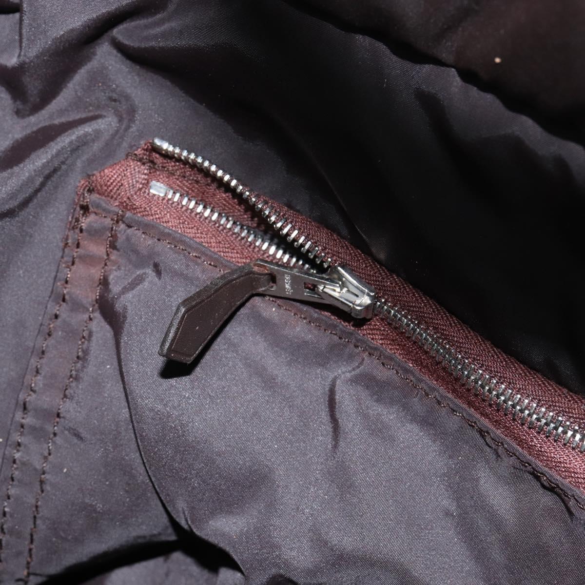 HERMES Akapu Luco MM Hand Bag Nylon Dark Brown Auth ar13784