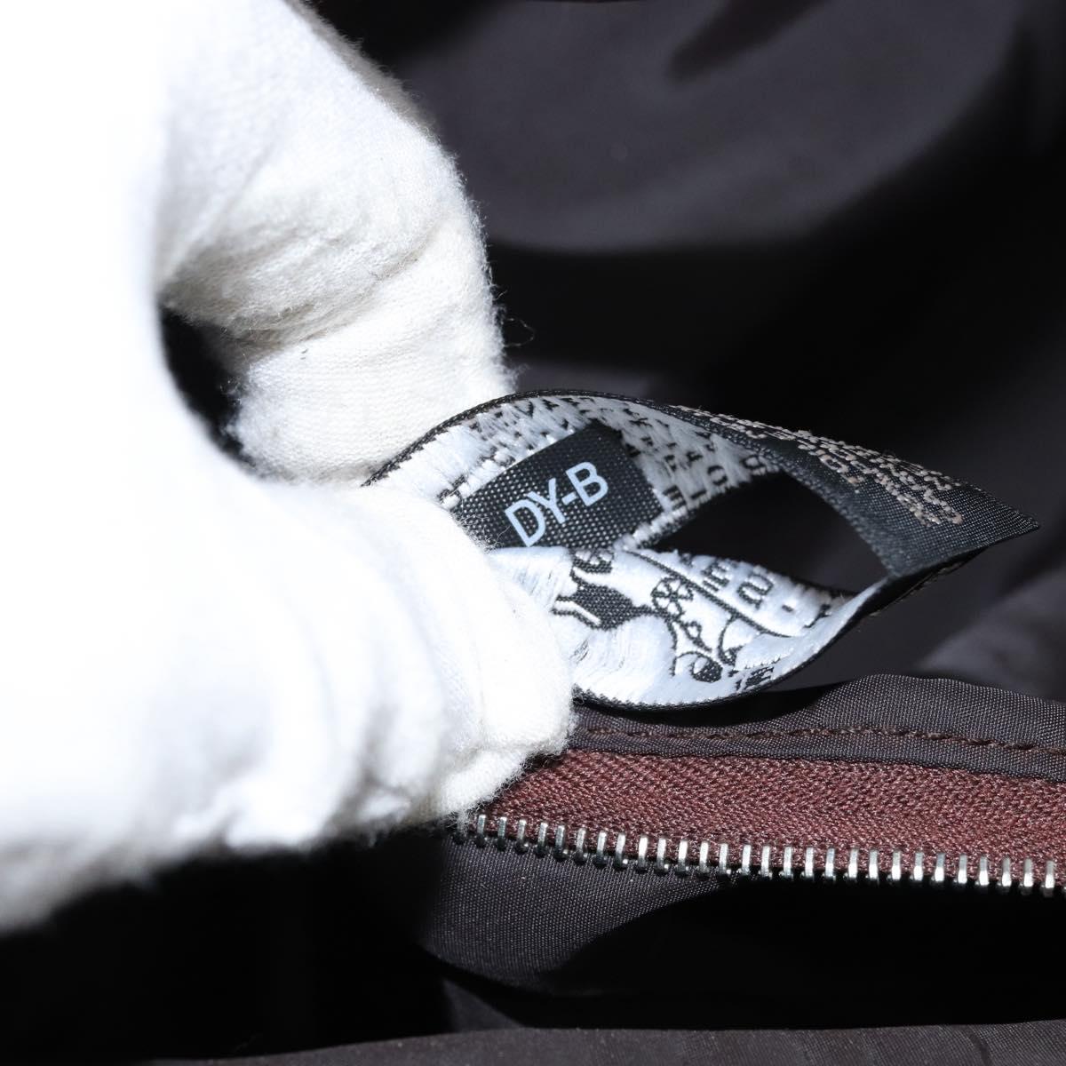 HERMES Akapu Luco MM Hand Bag Nylon Dark Brown Auth ar13784