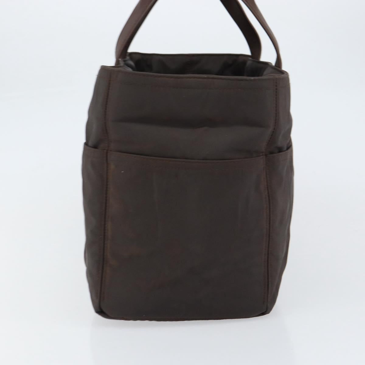 HERMES Akapu Luco MM Hand Bag Nylon Dark Brown Auth ar13784