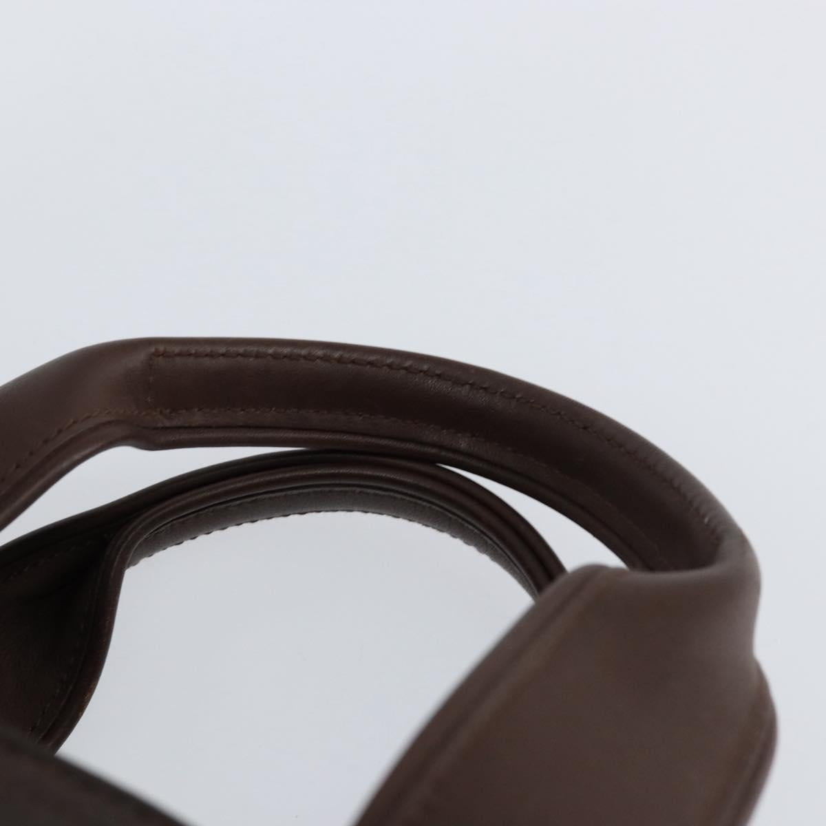 HERMES Akapu Luco MM Hand Bag Nylon Dark Brown Auth ar13784