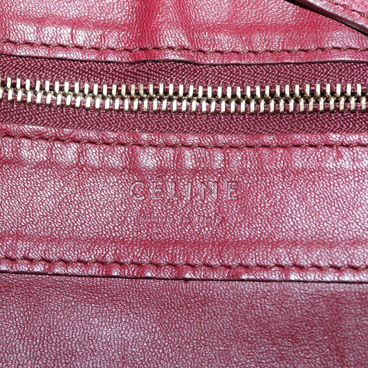 CELINE Horizontalkava Tote Bag Leather Bordeaux Gold Auth ar13790