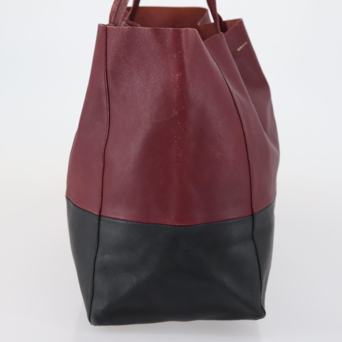 CELINE Horizontalkava Tote Bag Leather Bordeaux Gold Auth ar13790