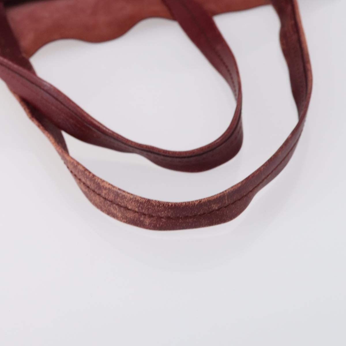 CELINE Horizontalkava Tote Bag Leather Bordeaux Gold Auth ar13790