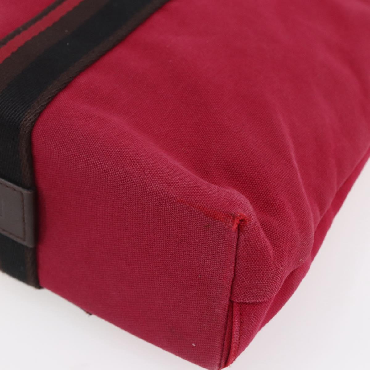 HERMES Trocha Horizontal Zonal MM Tote Bag Canvas Red Silver Auth ar13791