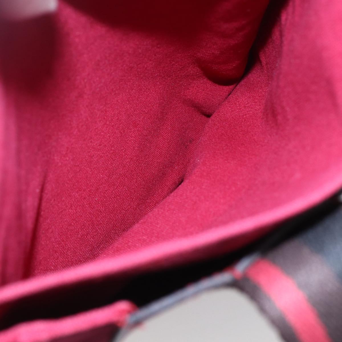 HERMES Trocha Horizontal Zonal MM Tote Bag Canvas Red Silver Auth ar13791