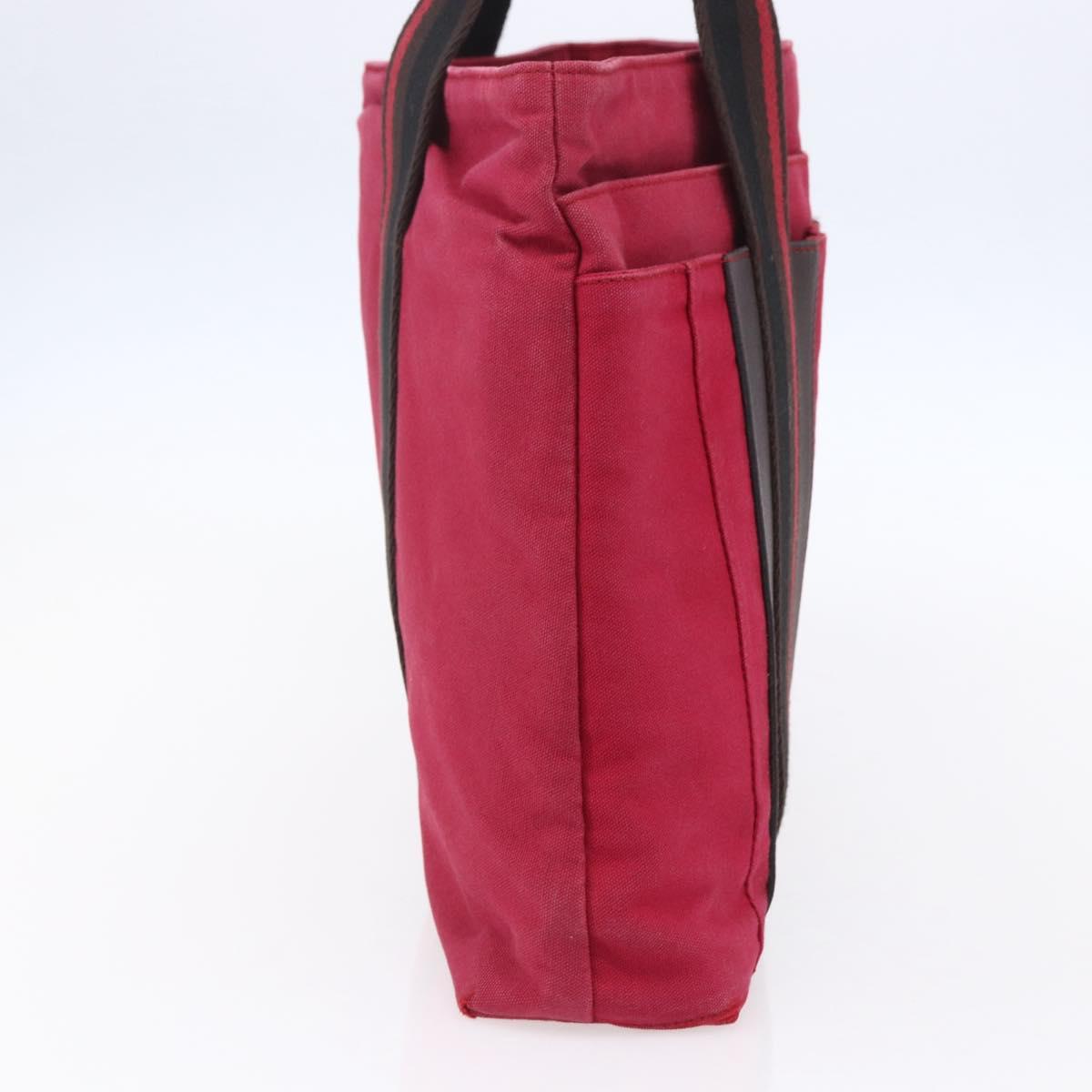 HERMES Trocha Horizontal Zonal MM Tote Bag Canvas Red Silver Auth ar13791