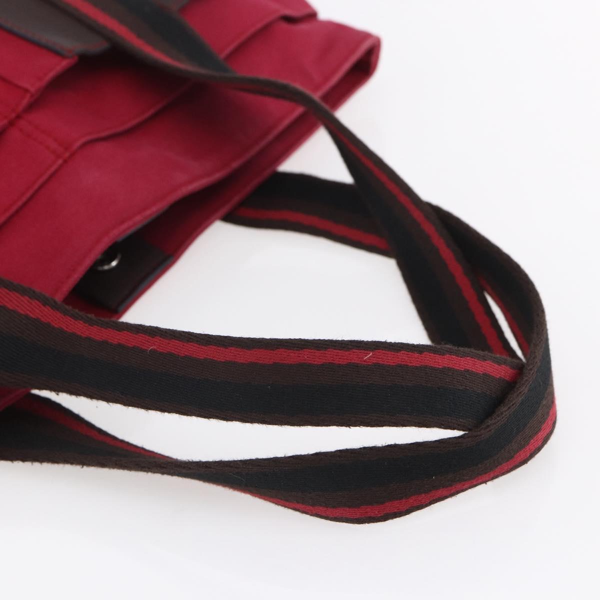 HERMES Trocha Horizontal Zonal MM Tote Bag Canvas Red Silver Auth ar13791