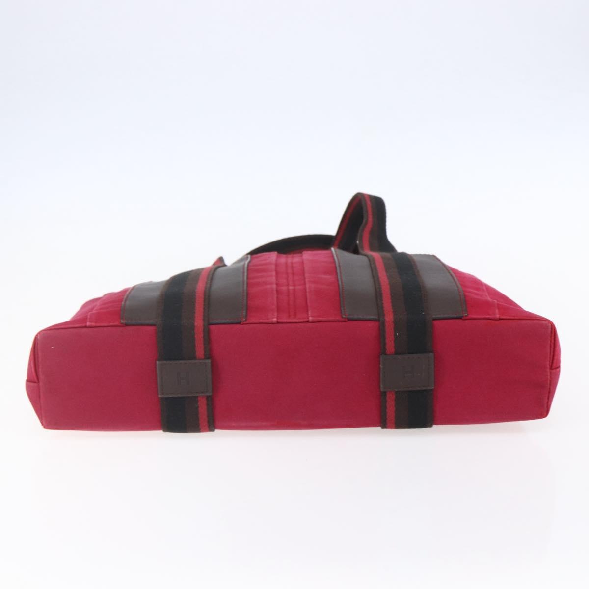 HERMES Trocha Horizontal Zonal MM Tote Bag Canvas Red Silver Auth ar13791