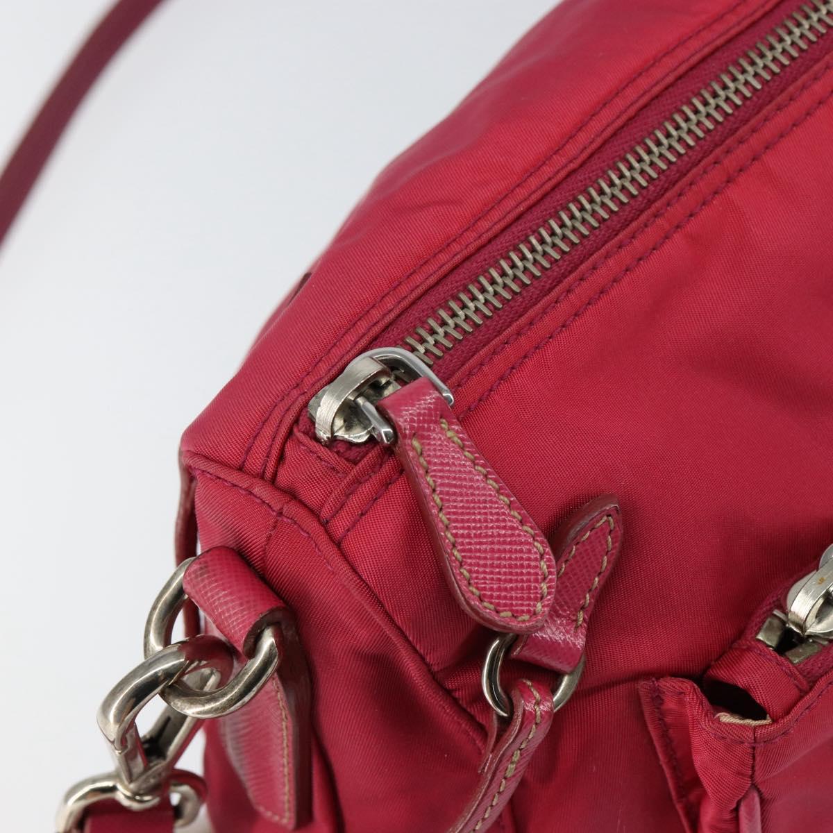 PRADA Shoulder Bag Nylon Pink Silver Auth ar13793