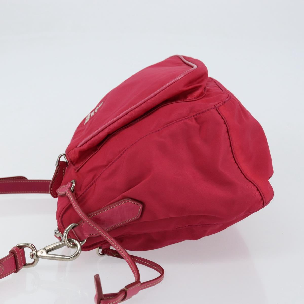 PRADA Shoulder Bag Nylon Pink Silver Auth ar13793