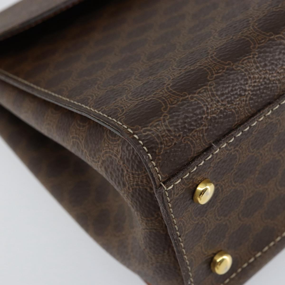 CELINE Macadam Canvas Hand Bag PVC Leather Brown Gold Auth ar13796