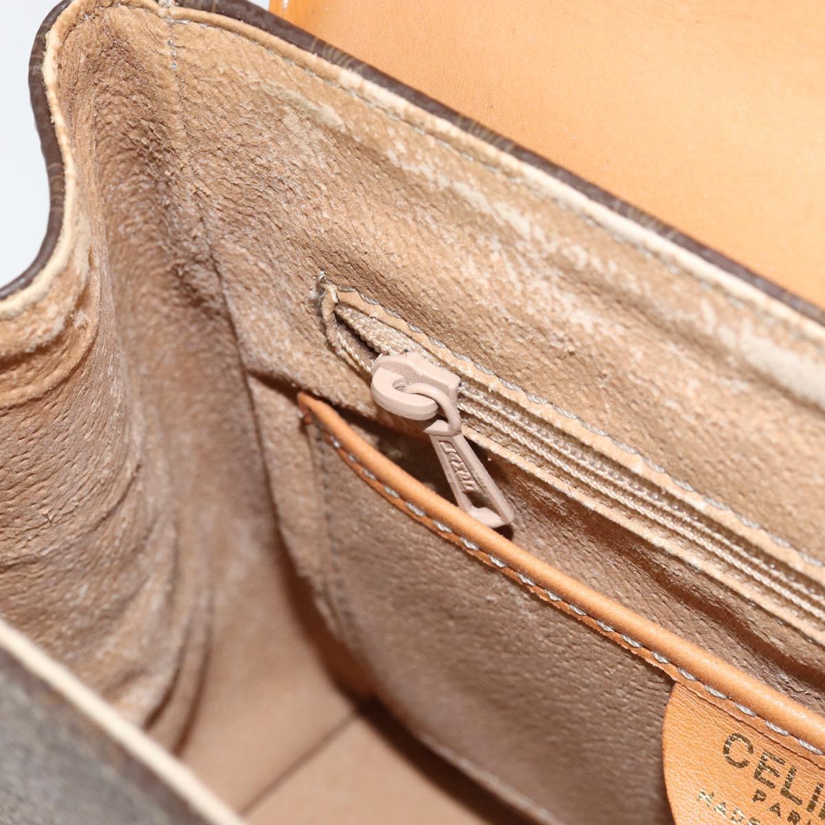 CELINE Macadam Canvas Hand Bag PVC Leather Brown Gold Auth ar13796