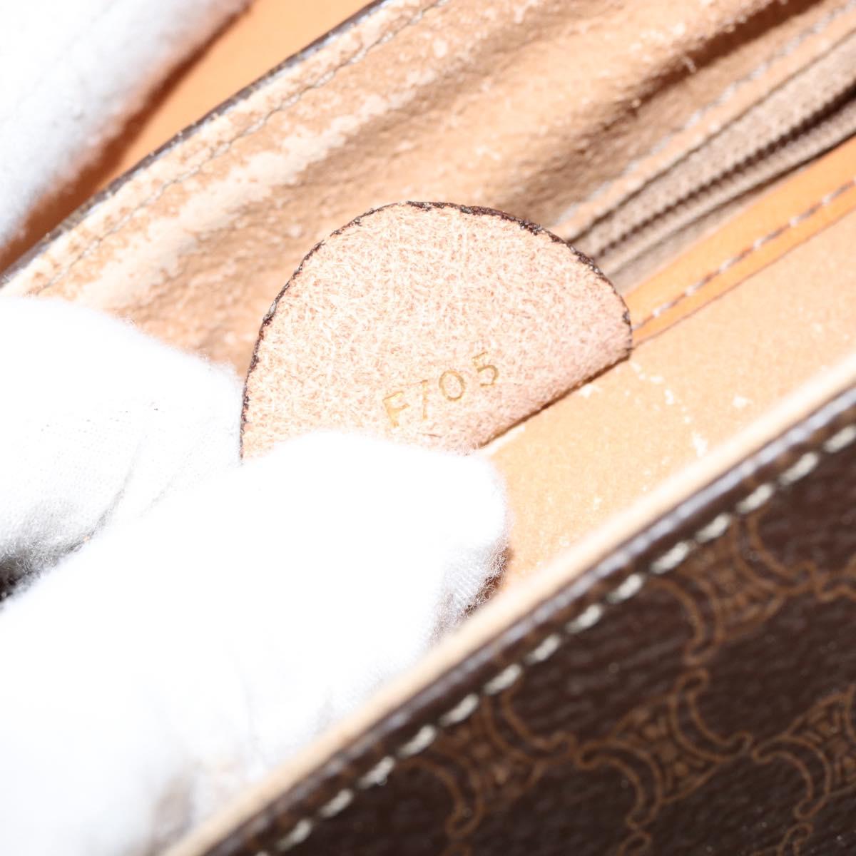 CELINE Macadam Canvas Hand Bag PVC Leather Brown Gold Auth ar13796