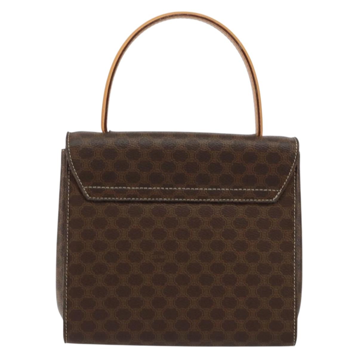 CELINE Macadam Canvas Hand Bag PVC Leather Brown Gold Auth ar13796