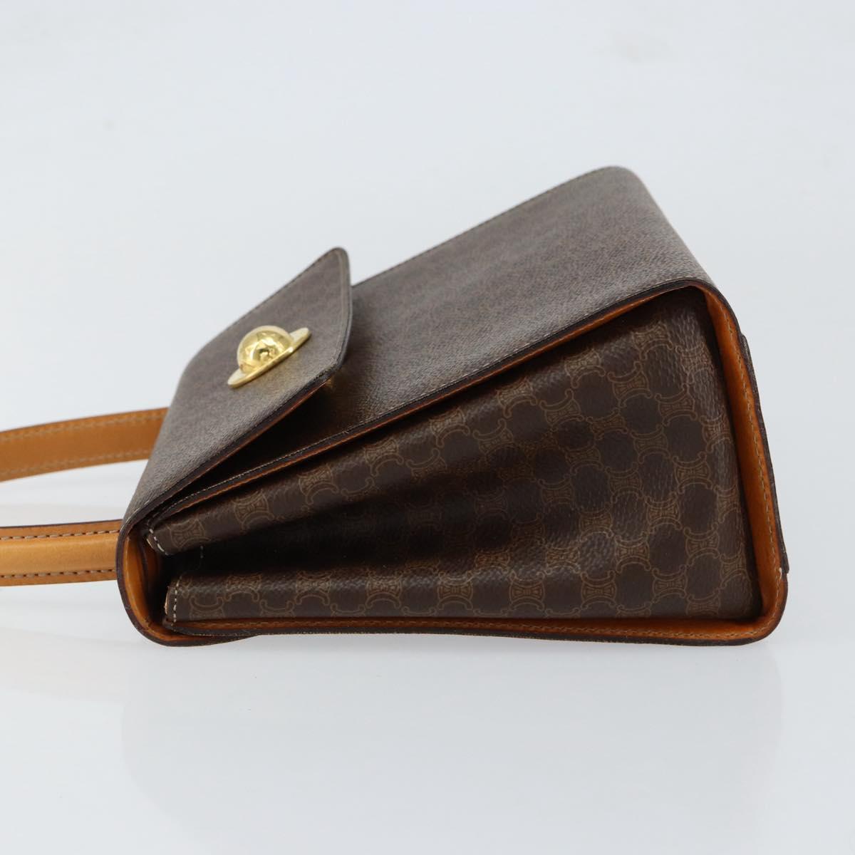 CELINE Macadam Canvas Hand Bag PVC Leather Brown Gold Auth ar13796