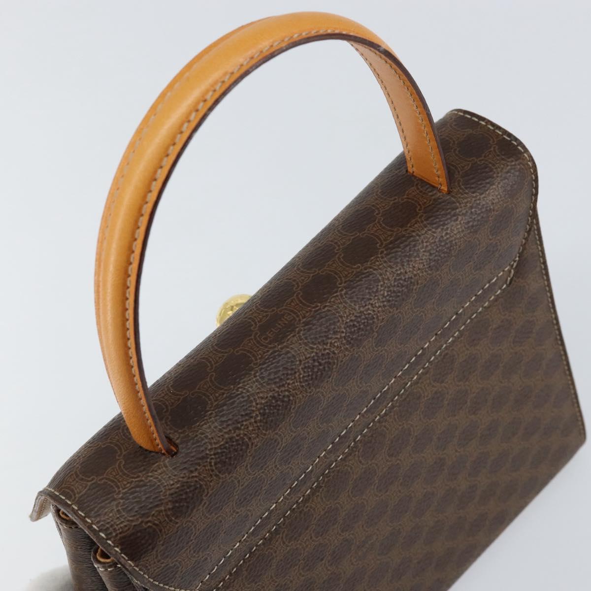 CELINE Macadam Canvas Hand Bag PVC Leather Brown Gold Auth ar13796