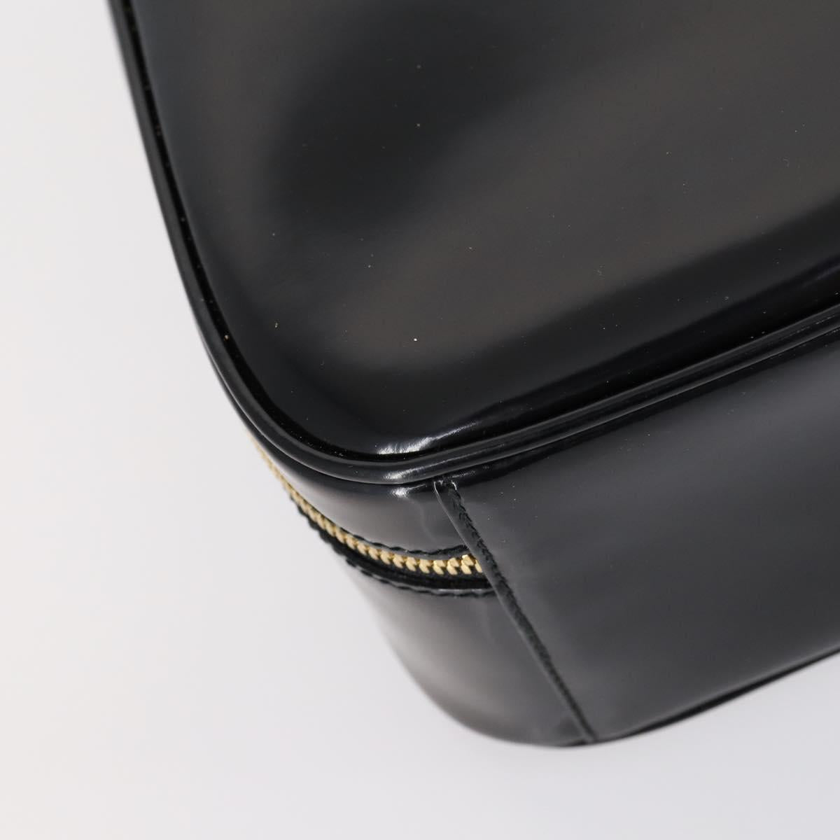 GUCCI Hand Bag Enamel 2way Black Gold 000 2040 0323 Auth ar13798