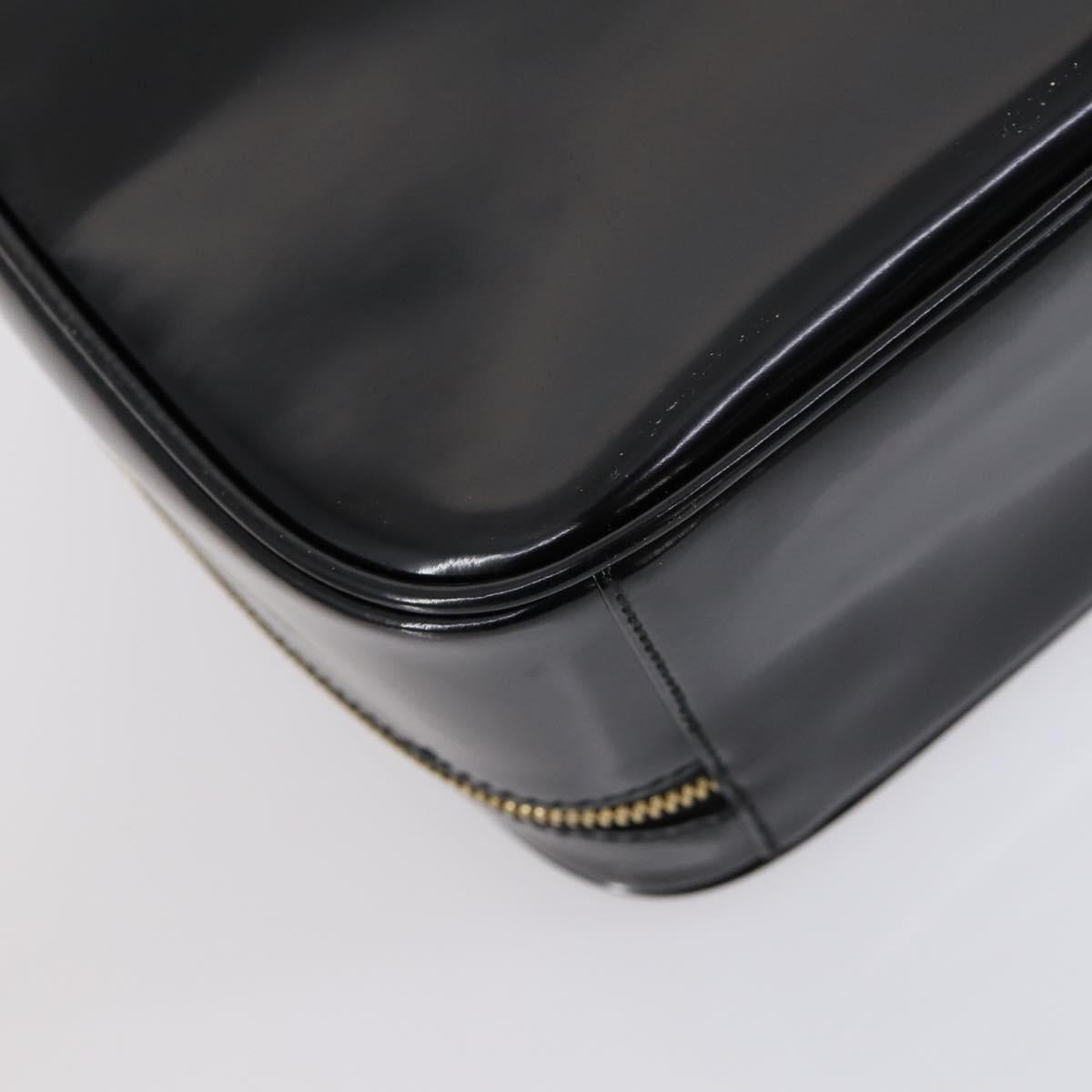 GUCCI Hand Bag Enamel 2way Black Gold 000 2040 0323 Auth ar13798