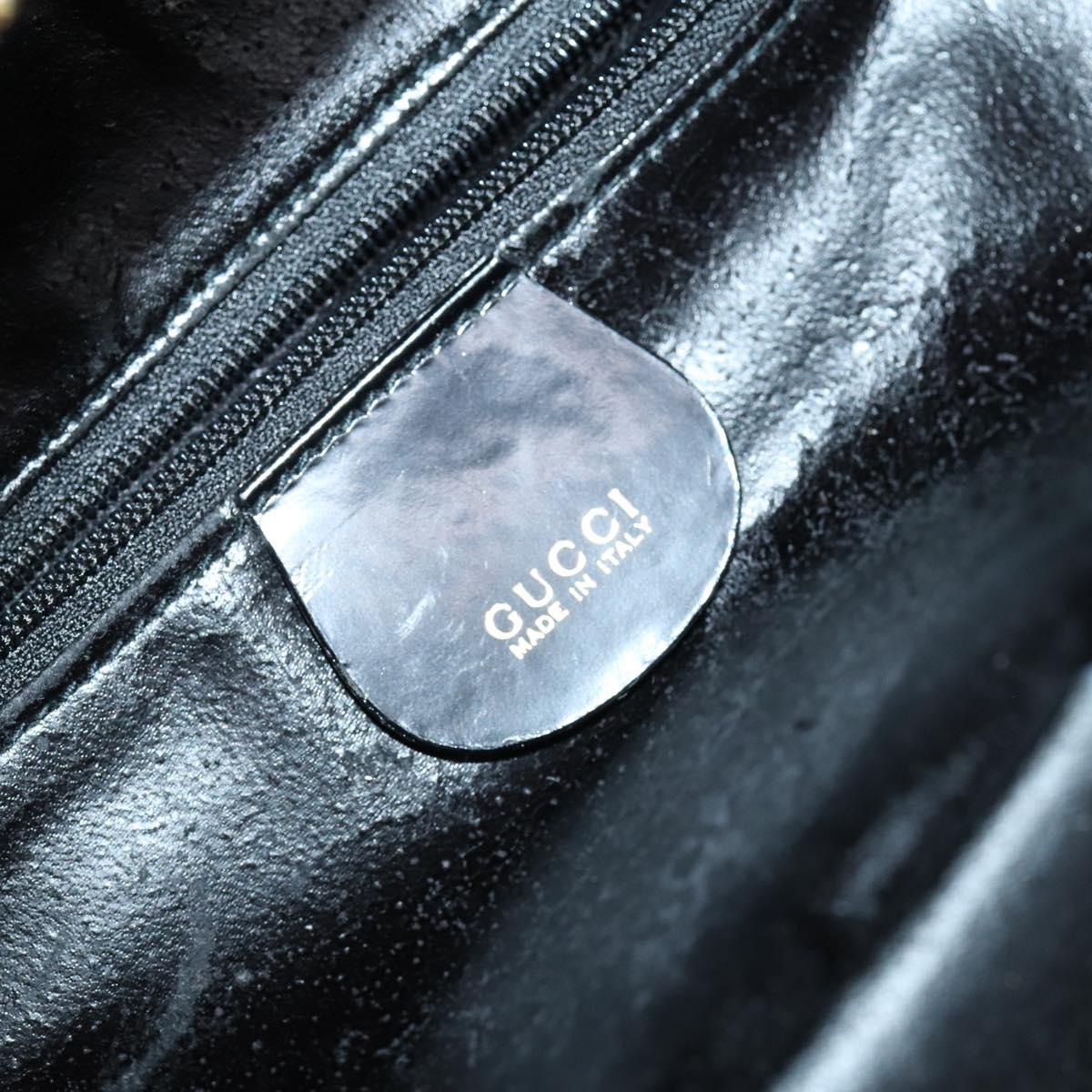 GUCCI Hand Bag Enamel 2way Black Gold 000 2040 0323 Auth ar13798